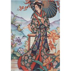 Traditional japanese woman carring parasol