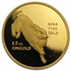 Singapore 12 oz. Gold Proof (Year of the Rabbit) (date
