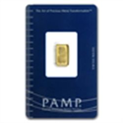 1 gram Pamp Suisse Gold Bar .9999 Fine (In Assay)