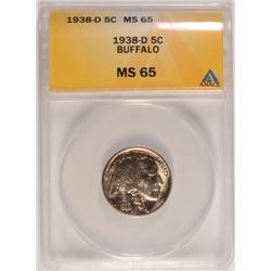 1938-D BUFFALO NICKEL, ANACS MS-65 GEM