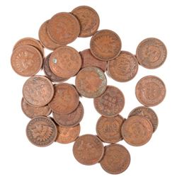 25 1909 INDIAN CENTS, VG TO XF