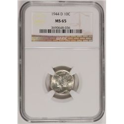 1944-D MERCURY DIME, NGC MS-65