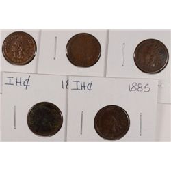 5-1885 INDIAN HEAD CENTS AVG CIRC