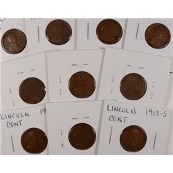 10-1913-S LINCOLN CENTS AVG CIRC