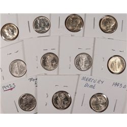 11 MERCURY DIMES (41,41-S,42,42-D,42-S,43,43-D,44,44-S,45,45-S)  MS63+