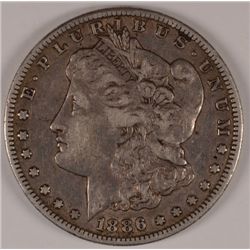 1886-S MORGAN SILVER DOLLAR, XF-40 NICE