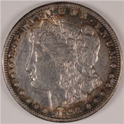 1896-S MORGAN SILVER DOLLAR, AU-55 NICE OBVERSE COLOR