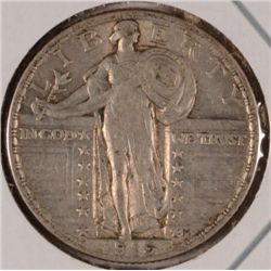 1919 STANDING LIBERTY QUARTER, XF/AU 100% ORIGINAL
