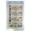 Image 1 : 1865 UNCUT SHEET OF 4 BANK OF NEW ENGLAND NOTES 2-$1.00, 1-$2.00, 1-$5.00 PMG
