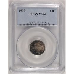 1907 BARBER DIME PCGS MS64