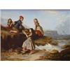 Image 1 : Richard Henry Jennings (c1834-post1861): Children on the rocks at Scarborough, relined canvas, si...