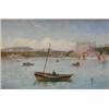 Image 1 : Wylam Gowdy (19th/20th Century): Fishing boats in the South Bay, Scarborough, the Grand Hotel in...