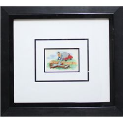 "Hand painted Disney animation production cell. ""Goofy Sandmixer"". 4""x6"". Framed 22""x24""