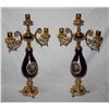 Image 1 : "Set of 2 Handpainted porcelain and gold plated bronze candelabras. Limoges style. 19""x11""