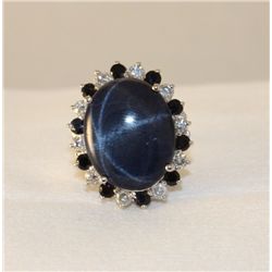 Star Sapphire Diamond 14Kt ring. 26.36CT Cntr Star Sapphire. Retails $8,750.