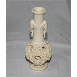 Hand Carved Ivory Vase, Circa 1800's. Detailed Japanese Carving.