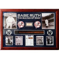 "Babe Ruth Collage with Personal Check written to Claire Ruth(Wife) and 1930's Ruth Hanna Batrite Ga