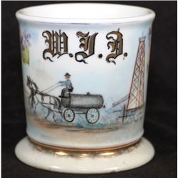 Occupational Shaving Mug= Oil Wagon/Derricks