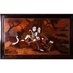 Early 1900's wood inlaid mosaic (India).  Large size