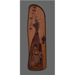 Antique Indian wood inlaid wall hanging.   (Size:  See