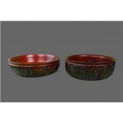 Set of Wood Carved Bowl.  Central American.   (Size: