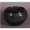 Image 1 : Carmelita Dunlap Medium Black on Black Pottery, signed.