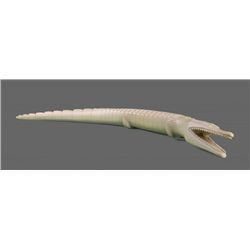 Ivory tusk carved alligator   (Size:  See Last Photo