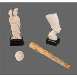 Group of Ivory Carvings.  Chinese Ivory Cigarette