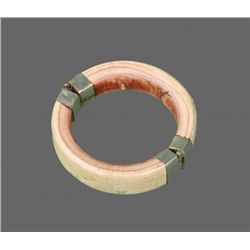 Early 1900's Ivory Tusk with Silver Bracelet.   (Size: