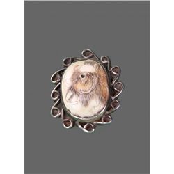 Sliver Ring with Ivory Buffalo Scrimshaw   (Size:  See