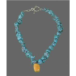 Native American Antique Turquoise & Silver Necklace