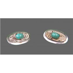 Silver and Turquoise Earrings.  Stamped "Silver 925