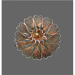 Silver Filigrana Antique Blooming Flower Pendant.