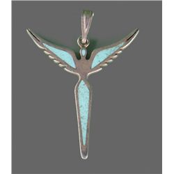 Silver and Turquoise Angel Pendant (Stamped 925)