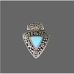 Silver and Turquoise Triangular Pendant (Stamped 925)