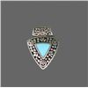 Image 1 : Silver and Turquoise Triangular Pendant (Stamped 925)
