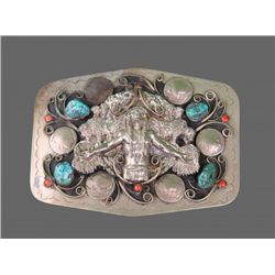 Metal Belt Buckle with Chief and Indian Head Nickels,