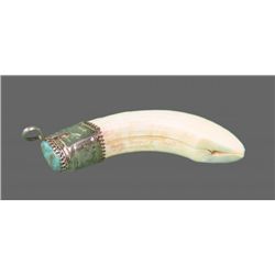 Boar Tusk Silver Pendant, Native American.  Comes with
