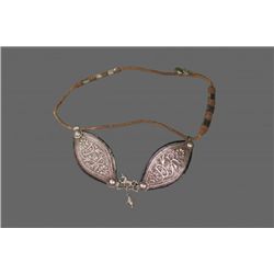 Antiques Silver & Leather Horse Blinders.  Strap is