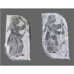 Soapstone scrimshaw of Male & Female, Native American