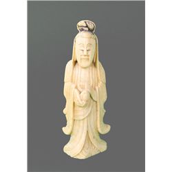 Stone Carving of Lady with Bowl, Asian   (Size:  See
