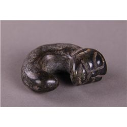 Antique Netsuke, Black Stone Alien like figure.