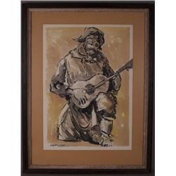 Jose Luis Campuzano (1918-1979), Man Playing Guitar.