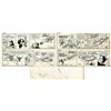 Image 1 : Lot of 4 ''Li'l Abner'' 1971 Strips Drawn & Signed by Al Capp, Who Adds Pencil Sketches to Versos of