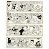 Image 1 : ''Li'l Abner'' 4 Comic Strips Hand-Drawn & Signed by Al Capp From 15-18 June 1977 -- The Strip's Las