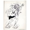 Image 1 : Large Al Capp Drawing Dated 1984 -- One of Capp's ''SWINE'' Hippie Characters -- 11.75'' x 14.75'' -