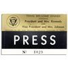 Image 1 : Press Badge for JFK's Welcome to Texas Dinner Scheduled for the Night of 22 November 1963