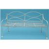 Image 1 : A Regency design white painted wrought iron garden bench with slatted seat and reeded arms, raise...