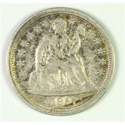 1857 SEATED DIME XF/AU