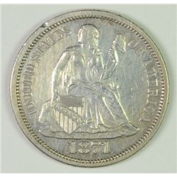 1871 SEATED DIME AU